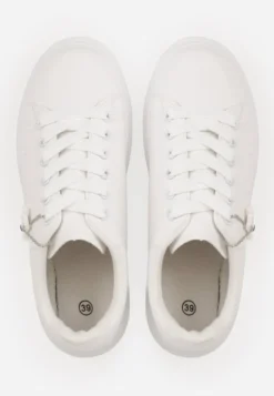 Białe Casualowe Sneakersy z Zawieszką Misiem Ulevidia