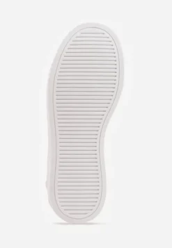 Białe Chunky Sneakersy na Tłoczonej Platformie Trianne