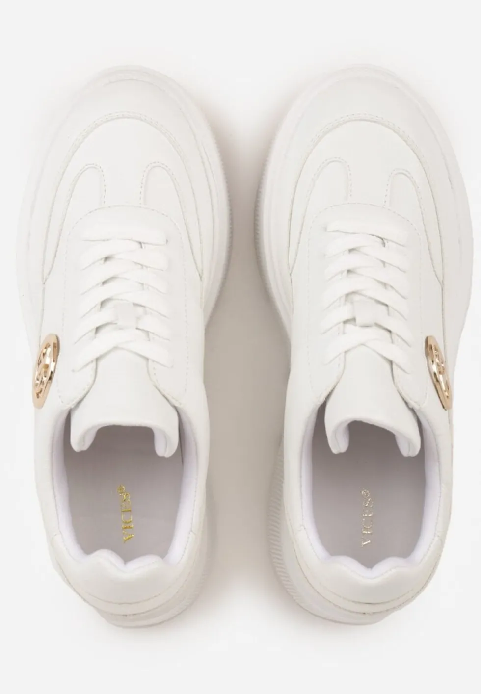 Białe Chunky Sneakersy Vices na Platformie z Okrągłym Detalem Sedvira