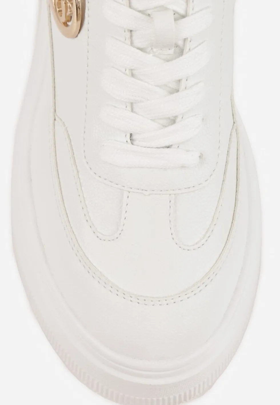 Białe Chunky Sneakersy Vices na Platformie z Okrągłym Detalem Sedvira