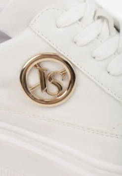 Białe Chunky Sneakersy Vices na Platformie z Okrągłym Detalem Sedvira