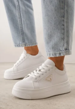 Białe Chunky Sneakersy VICES na Platformie z Ozdobą w Kształcie Gwiazdki Anatale