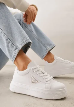 Białe Chunky Sneakersy VICES na Platformie z Ozdobą w Kształcie Gwiazdki Anatale
