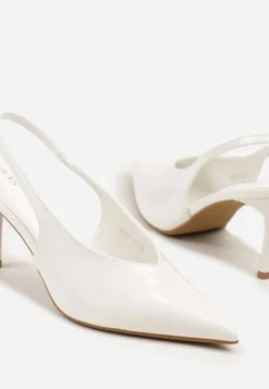 Białe Czółenka Sandały Slingback Vices na Obcasie Typu Szpilka Tilionea