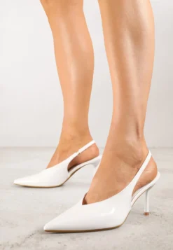 Białe Czółenka Sandały Slingback Vices na Obcasie Typu Szpilka Tilionea