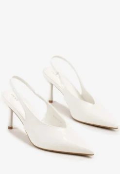 Białe Czółenka Sandały Slingback Vices na Obcasie Typu Szpilka Tilionea