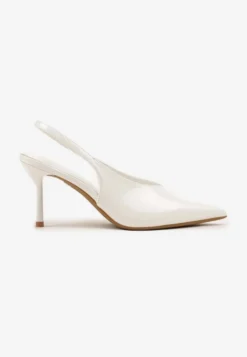 Białe Czółenka Sandały Slingback Vices na Obcasie Typu Szpilka Tilionea