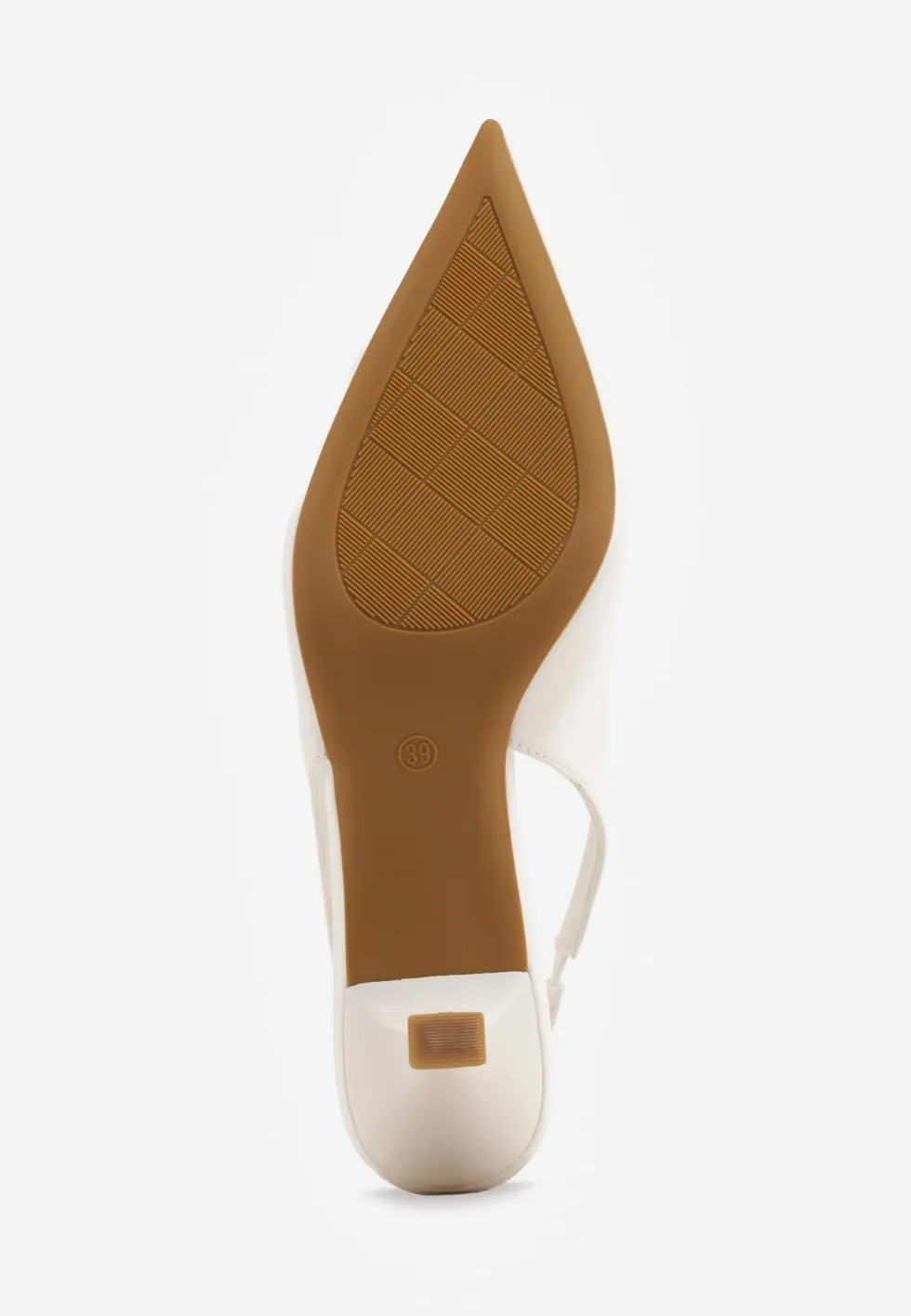 Białe Czółenka Sandały Vices na Kaczuszce Typu Slingback Ozdobione Metaliczną Aplikacją Lilarunea