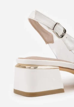 Białe Eleganckie Sandały VICES z Transparentną Cholewką i Klamrą z Cyrkoniami Qinieth