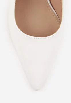 Białe Eleganckie Szpilki Slingback VICES z Wkładką ze Skóry Naturalnej Madede