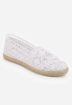 Białe Espadryle z Ażurową Cholewką i Plecioną Podeszwą Gratifyinglys