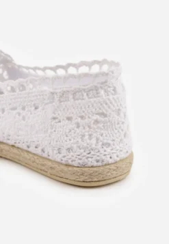 Białe Espadryle z Ażurową Cholewką i Plecioną Podeszwą Gratifyinglys