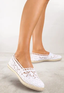 Białe Espadryle z Ażurową Cholewką i Plecioną Podeszwą Gratifyinglys