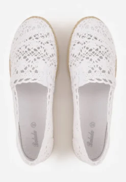 Białe Espadryle z Ażurową Cholewką i Plecioną Podeszwą Gratifyinglys