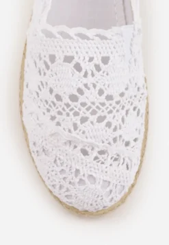 Białe Espadryle z Ażurową Cholewką i Plecioną Podeszwą Gratifyinglys