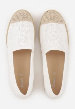Białe Espadryle z Koronkową Cholewką i Podeszwą z Plecionki Marilex