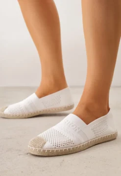Białe Espadryle z Plecioną Cholewką przed Kostkę Mokosa