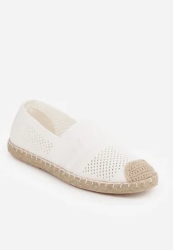 Białe Espadryle z Plecioną Cholewką przed Kostkę Mokosa