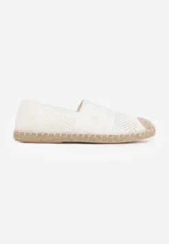 Białe Espadryle z Plecioną Cholewką przed Kostkę Mokosa