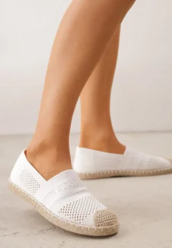 Białe Espadryle z Plecioną Cholewką przed Kostkę Mokosa