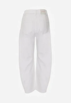 Białe Jeansy Balloon High Waist z Kwiatowym Haftem Irolyn