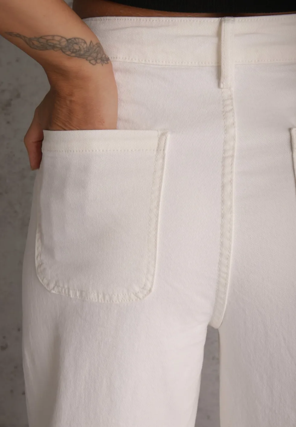 Białe Jeansy High Waist Wide Leg z Bawełny Fenless