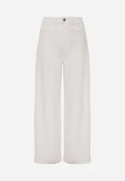 Białe Jeansy High Waist Wide Leg z Bawełny Fenless