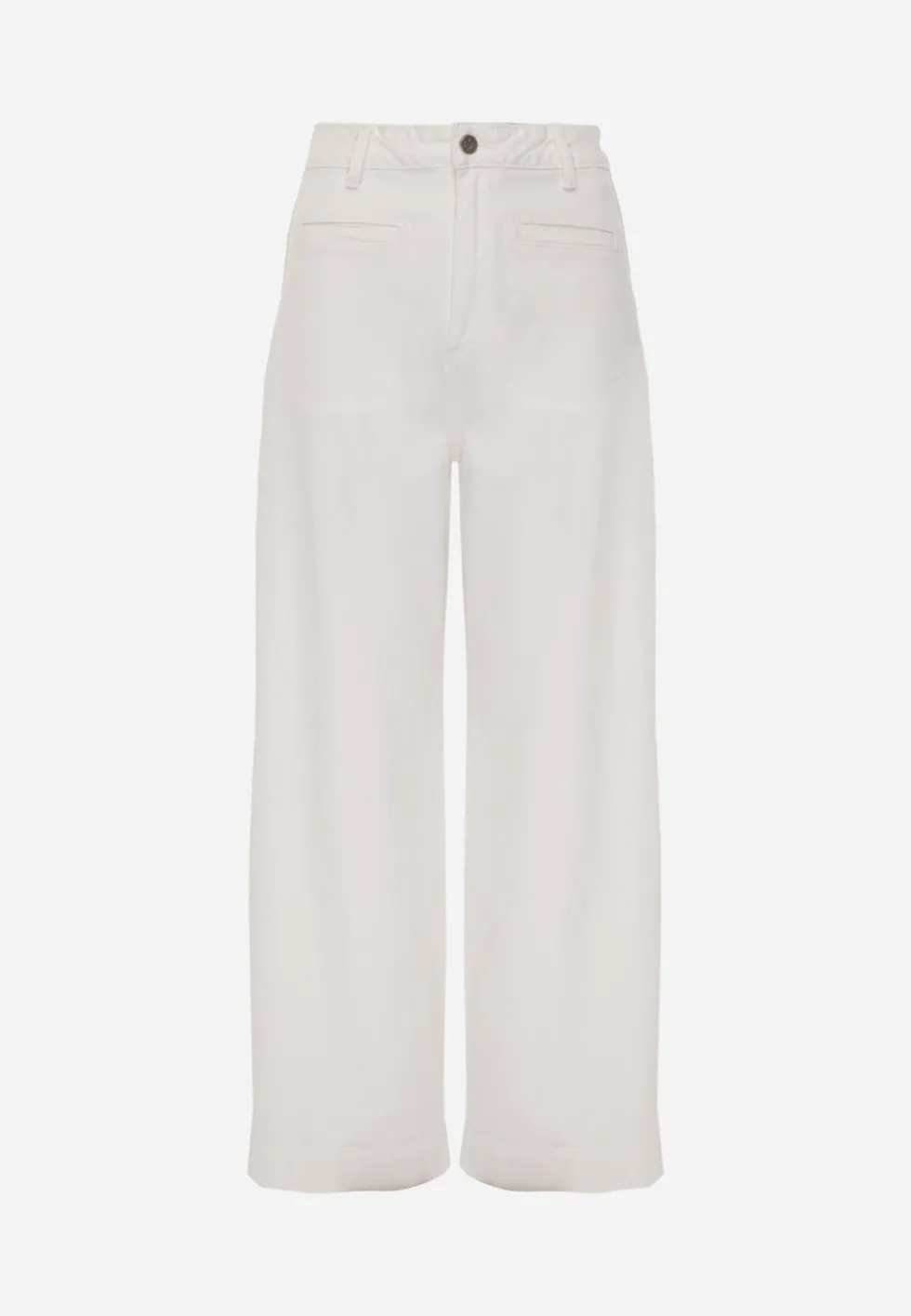 Białe Jeansy High Waist Wide Leg z Bawełny Fenless