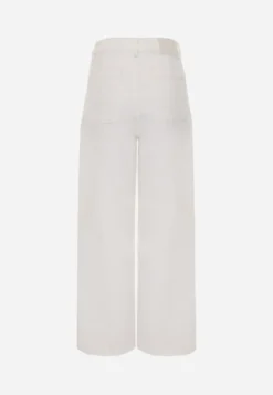 Białe Jeansy High Waist Wide Leg z Bawełny Fenless