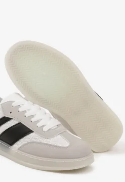 Białe Klasyczne Sneakersy Tenisówki na Półprzezroczystej Podeszwie Niniel
