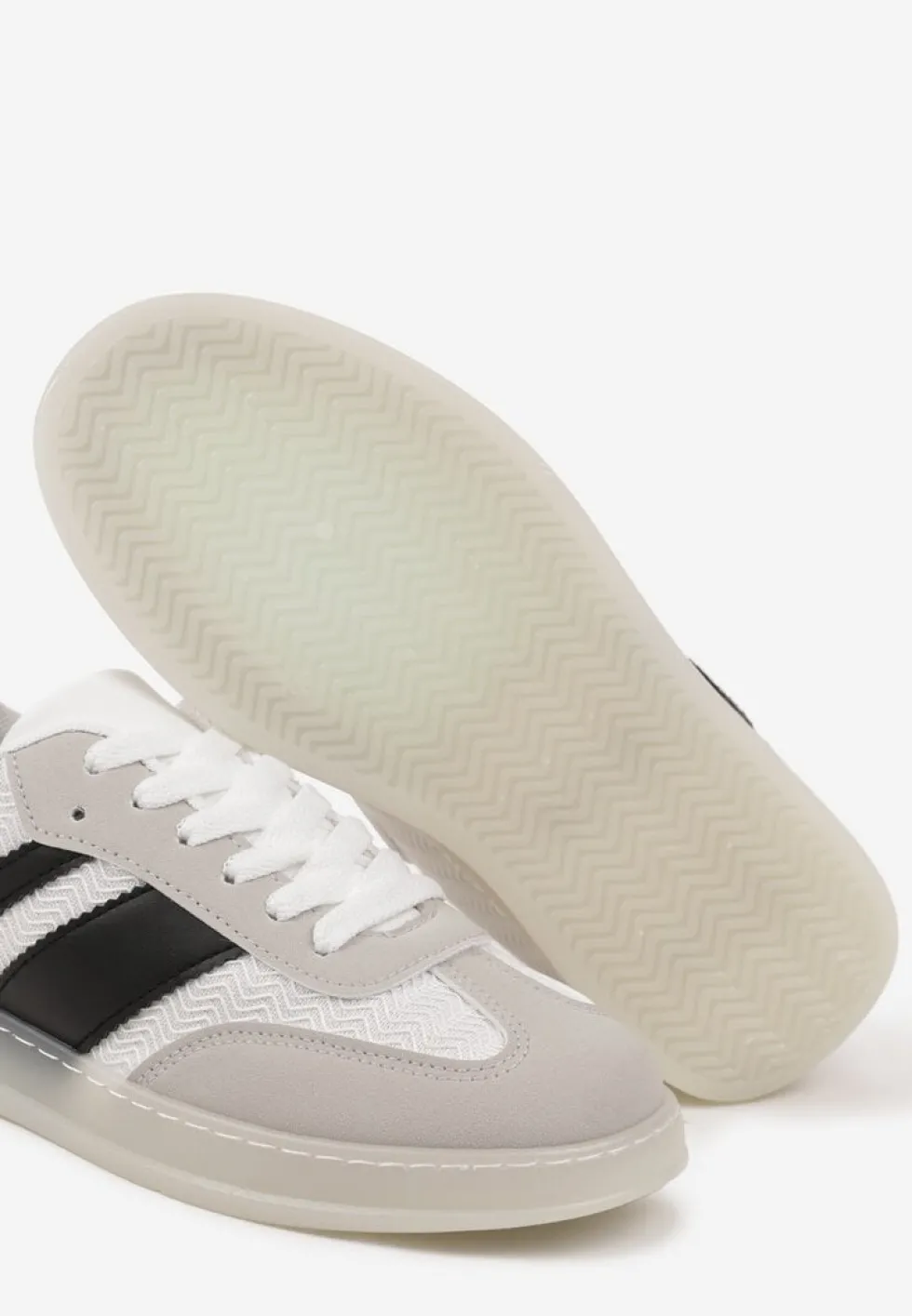 Białe Klasyczne Sneakersy Tenisówki na Półprzezroczystej Podeszwie Niniel