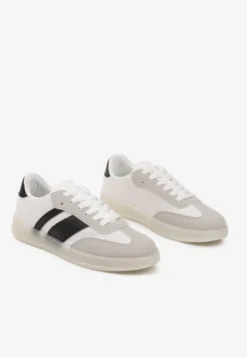 Białe Klasyczne Sneakersy Tenisówki na Półprzezroczystej Podeszwie Niniel