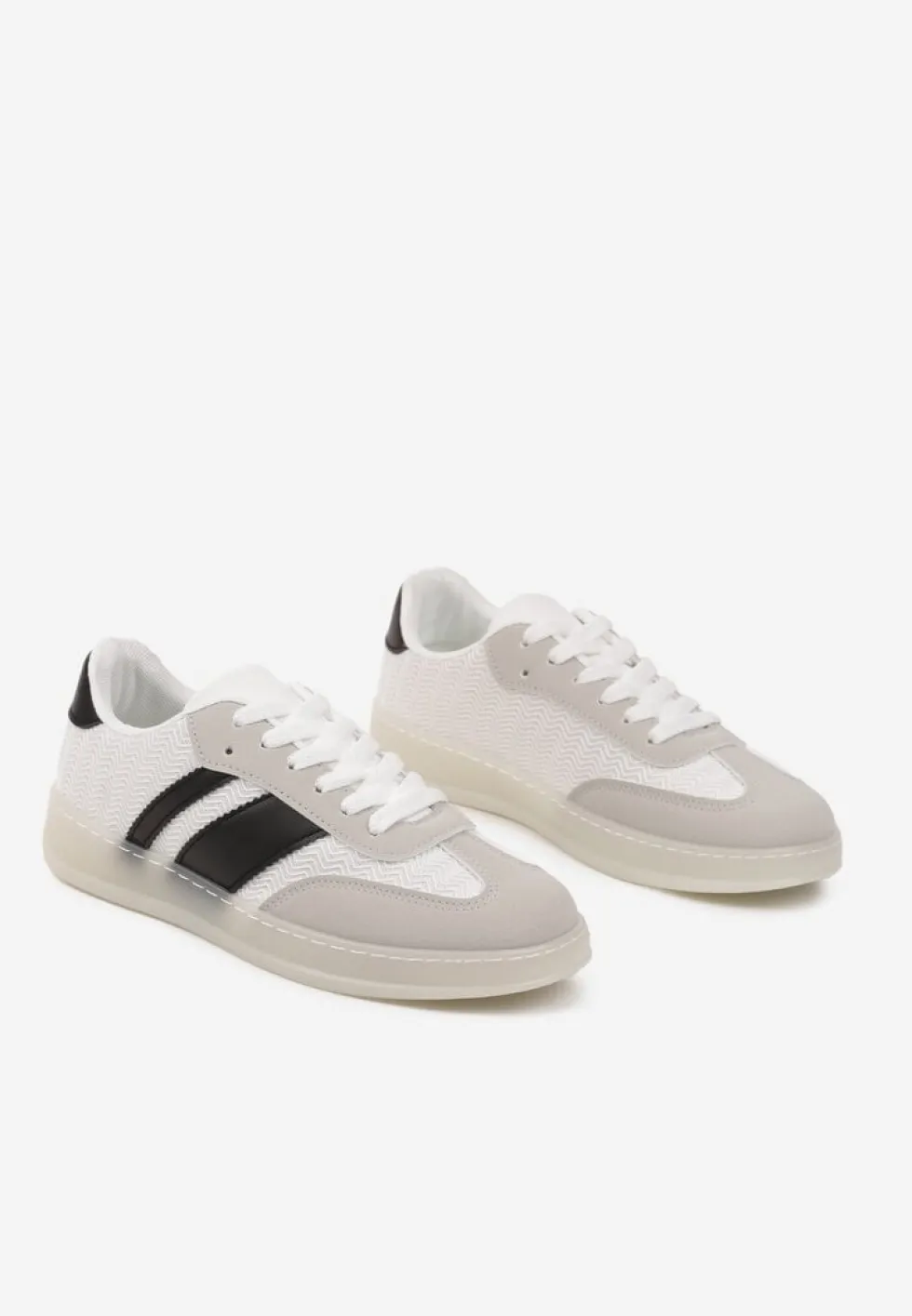 Białe Klasyczne Sneakersy Tenisówki na Półprzezroczystej Podeszwie Niniel
