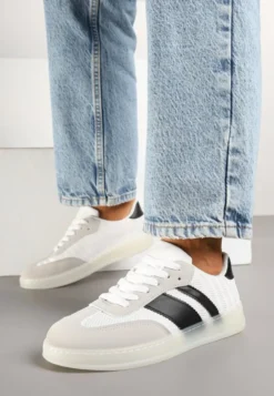 Białe Klasyczne Sneakersy Tenisówki na Półprzezroczystej Podeszwie Niniel