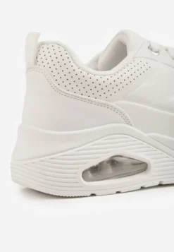 Białe Klasyczne Sneakersy z Amortyzowaną Podeszwą i Perforacją Faunama