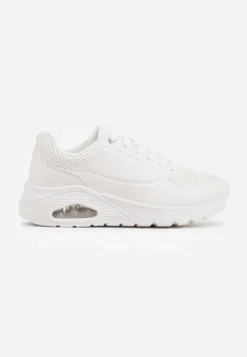Białe Klasyczne Sneakersy z Amortyzowaną Podeszwą i Perforacją Faunama