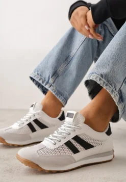 Białe Klasyczne Sneakersy Zdobione Siateczkowymi Wstawkami Eilshoy