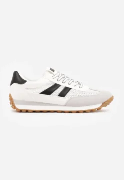 Białe Klasyczne Sneakersy Zdobione Siateczkowymi Wstawkami Eilshoy