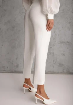 Białe Klasyczne Spodnie VICES Garniturowe High Waist Dimaia