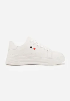 Białe Minimalistyczne Sneakersy VICES o Fasonie Tenisówek na Platformie Halanatea