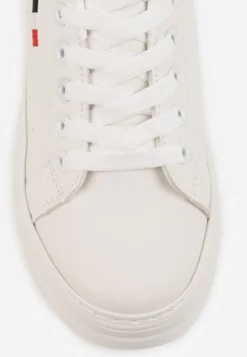 Białe Minimalistyczne Sneakersy VICES o Fasonie Tenisówek na Platformie Halanatea