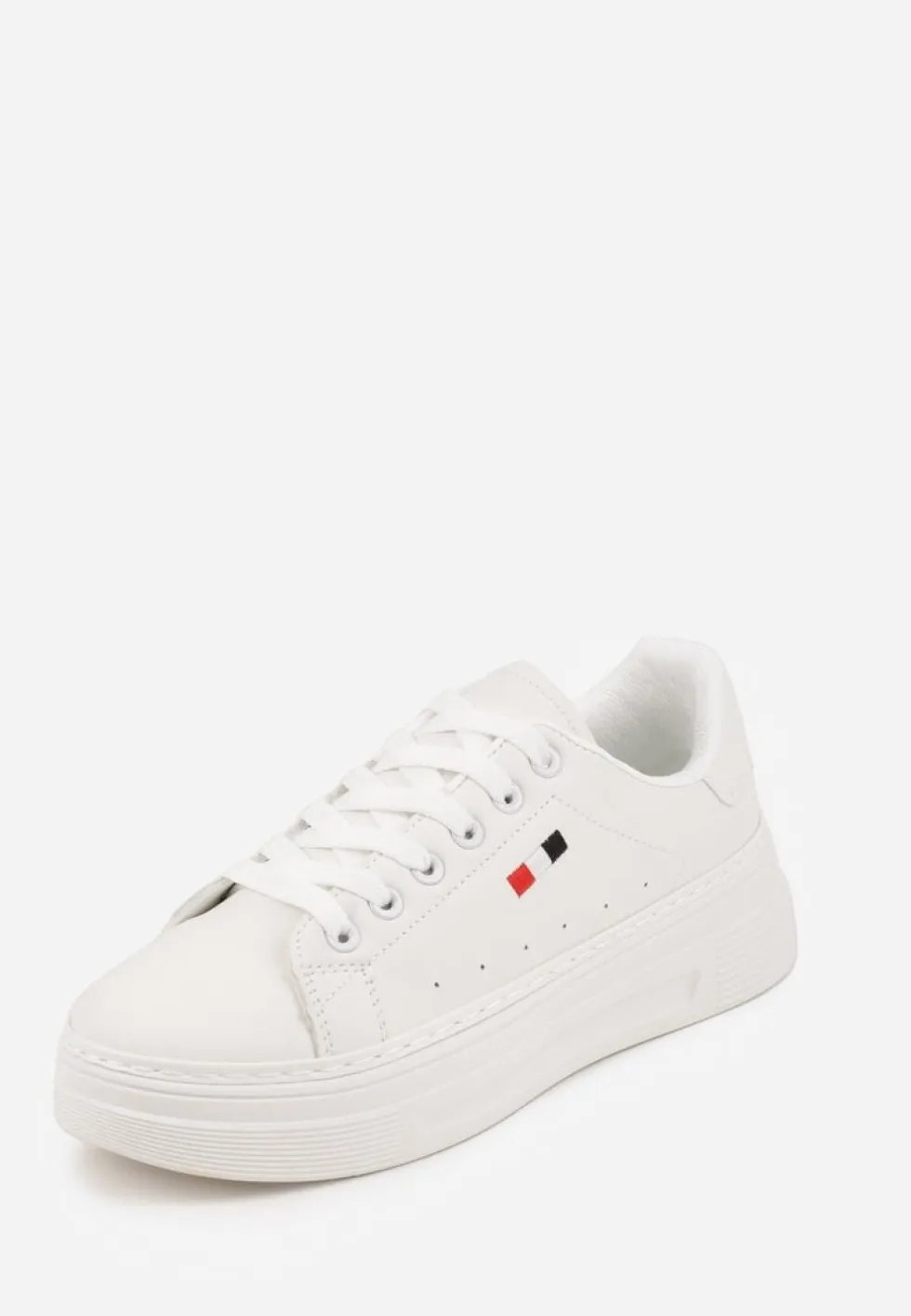 Białe Minimalistyczne Sneakersy VICES o Fasonie Tenisówek na Platformie Halanatea