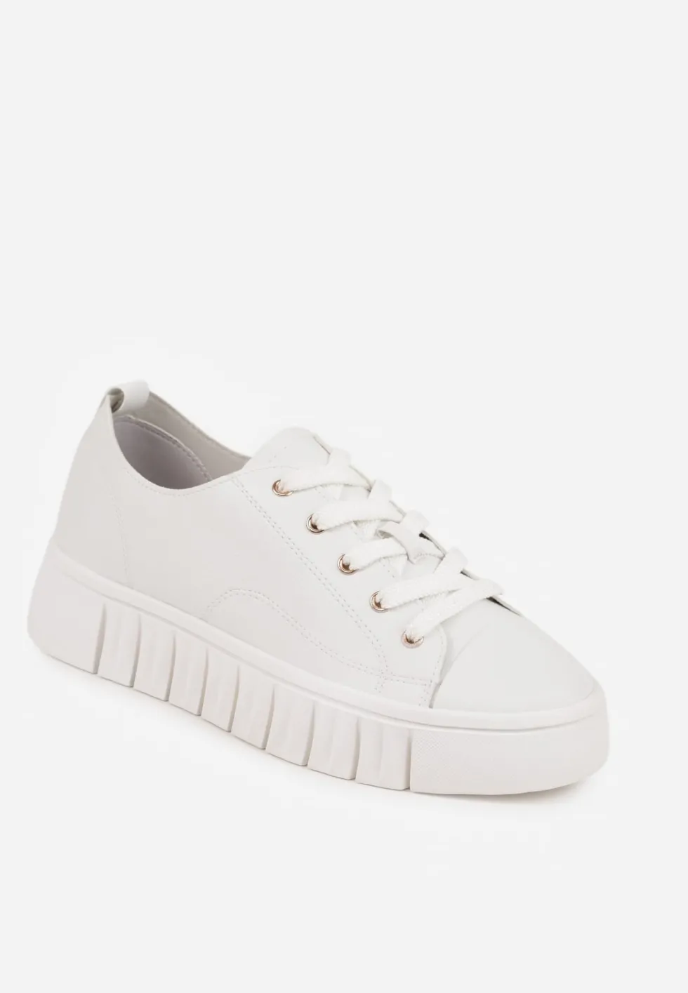 Białe Płaskie Sneakersy Vices ze Sznurowaniem Lorori
