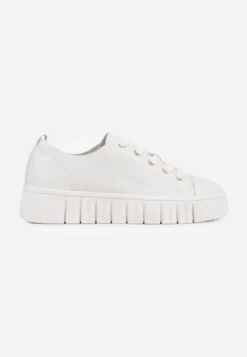 Białe Płaskie Sneakersy Vices ze Sznurowaniem Lorori