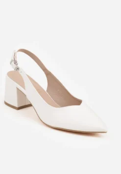 Białe Sandały Vices na Słupku Slingback ze Skórzaną Wkładką Ciaravien