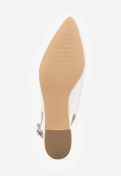 Białe Sandały Vices na Słupku Slingback ze Skórzaną Wkładką Ciaravien
