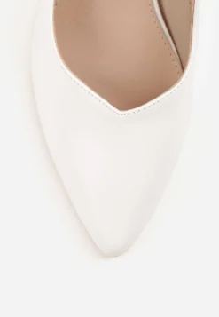 Białe Sandały Vices na Słupku Slingback ze Skórzaną Wkładką Ciaravien