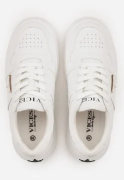 Białe Sneakersy Basic VICES na Platformie z Trójkątnym Zdobieniem Mellinata