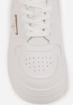 Białe Sneakersy Basic VICES na Platformie z Trójkątnym Zdobieniem Mellinata