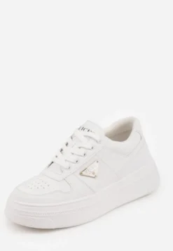 Białe Sneakersy Basic VICES na Platformie z Trójkątnym Zdobieniem Mellinata
